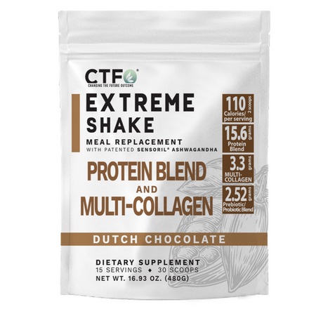 Chocolate XTREME SHAKE w/Sensoril® Ashwagandha PROTEIN & MULTI-COLLAGEN  (15 servings, 2 scoops per serving)